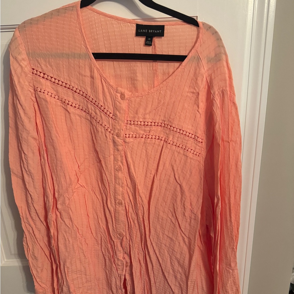 Lane Bryant Size 28 Peach Sheer Blouse